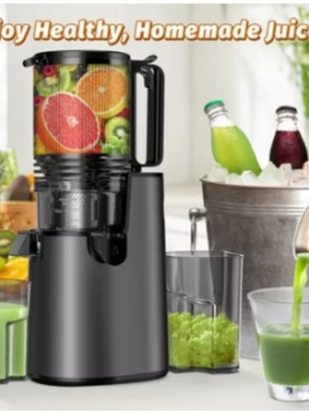 Cold Press Juicer, Juicer Machines with 5.4" Wide Feed Chute for Juice Extractor - Picture 4 of 9